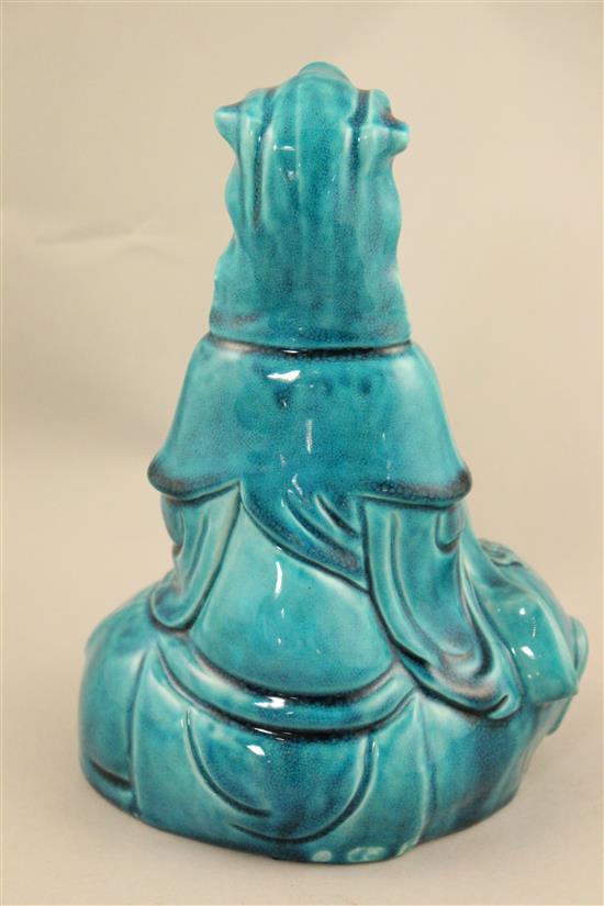 A Chinese turquoise glazed model of Puxian, 19th century, 21cm